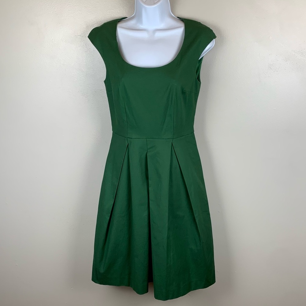 Lands' End Dress Women's Size 4‎ Fit & Flare Green Retro Knee Length Zip Pockets